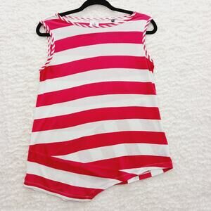 Tank Top Sailorcore Beach Coastal Grandma Stripe Red White Nautical Cruise Sz S